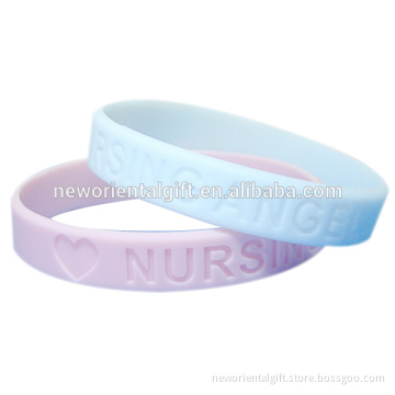 light color only debossed silicone wristband for wedding